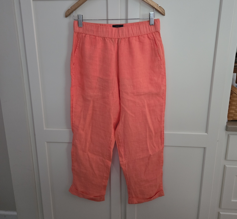 Rachel Coral Elastic Waist Linen Pants